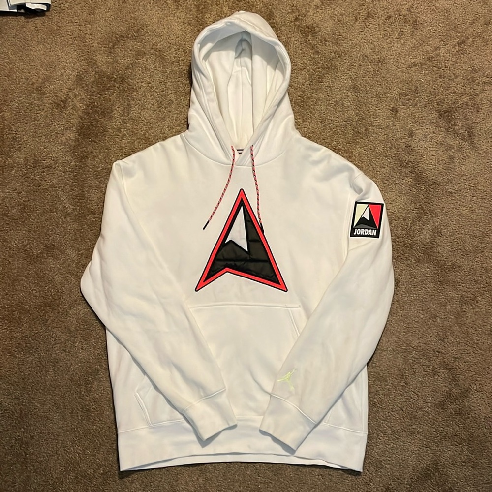 Nike Air Jordan Hooded Sweatshirt white Hiking Mountain Size Large